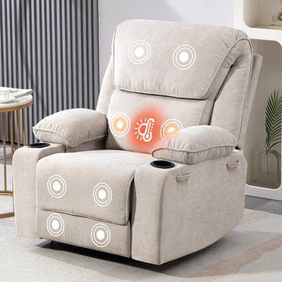 Fauteuil inclinable, pivotant et berçant moderne avec chauffage et massage (gris clair)