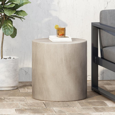 Table d'appoint d'extérieur en béton léger gris clair_70886.00