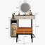 Ensemble de meuble-lavabo à plateau en verre, extensible, en coin-50136365