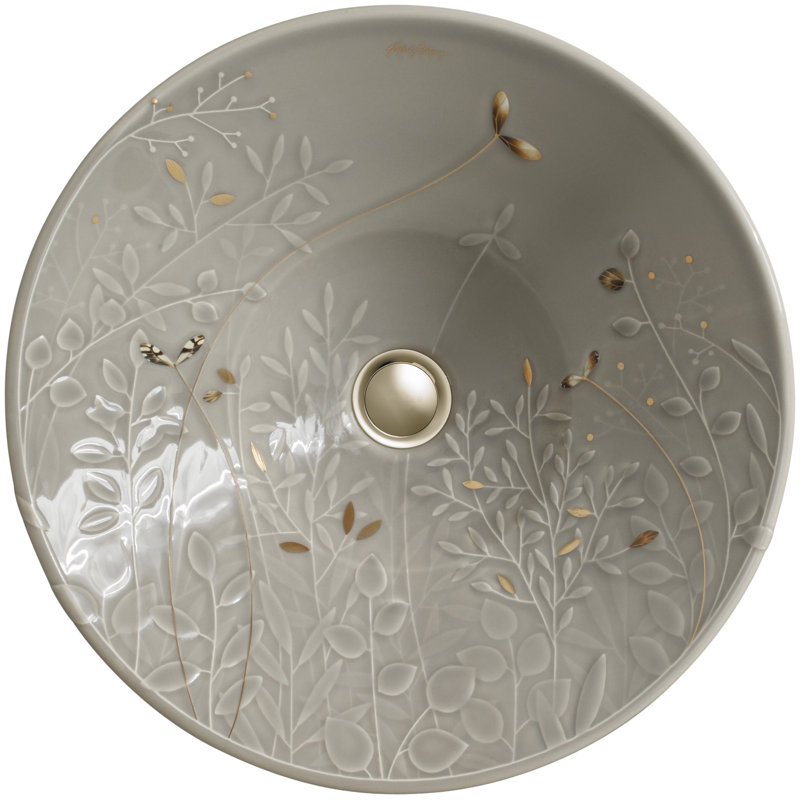 Gilded Meadow™ Ceramic Circular Vessel Bathroom Sink, Platinum