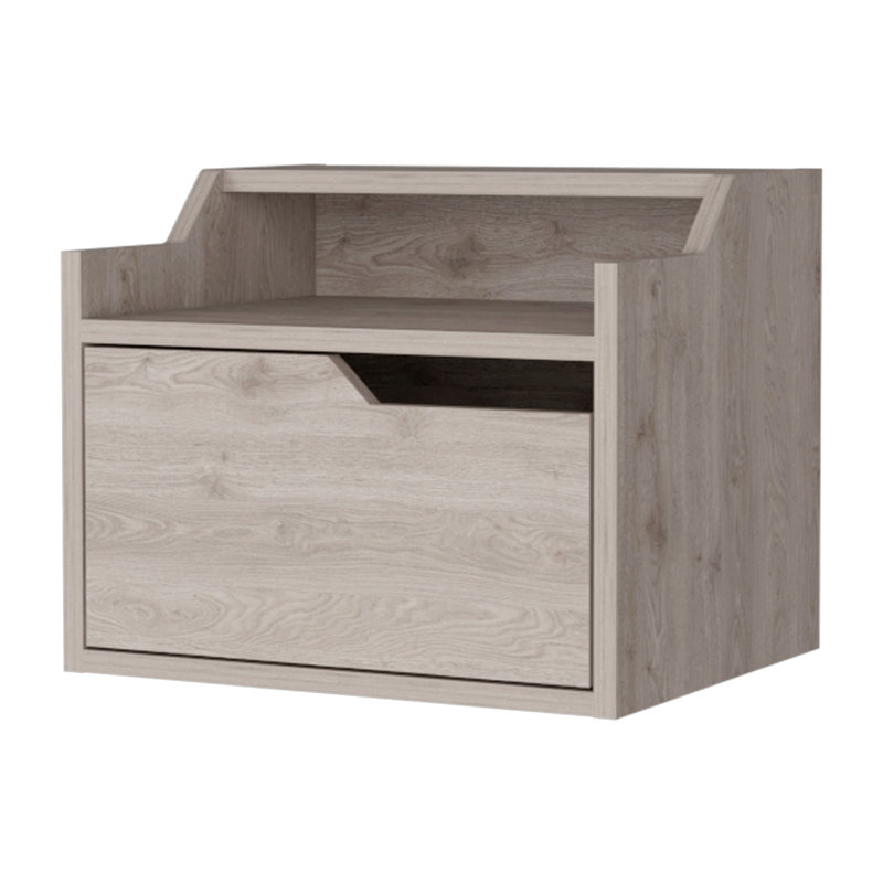Table de chevet flottante avec tiroir et double tablette Florence, Gris