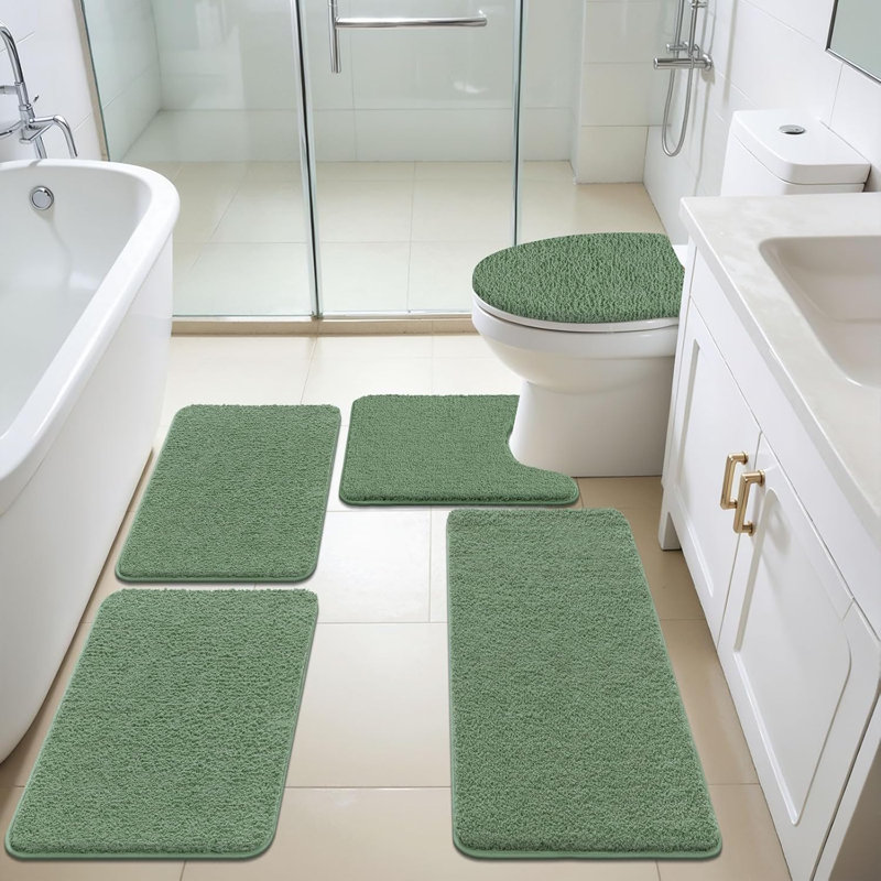 Bathroom Rugs Set, Green
