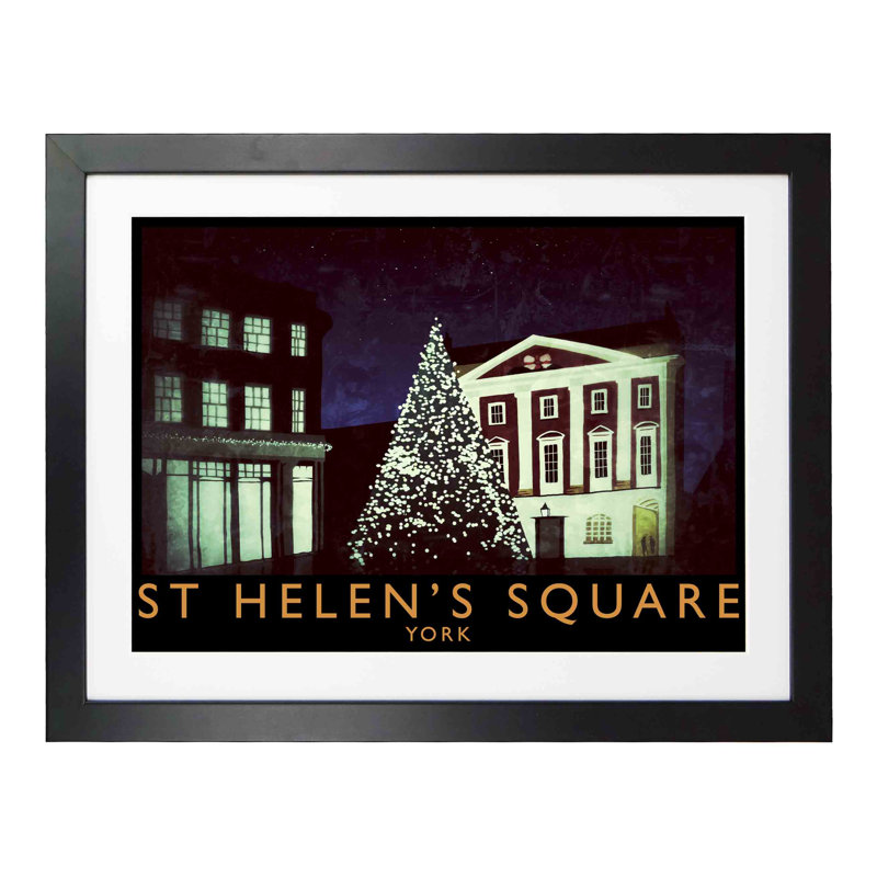 St Helens Square 1 Piece Wall Art, 44 cm H x 54 cm W x 2.2 cm D, Black Wood Frame