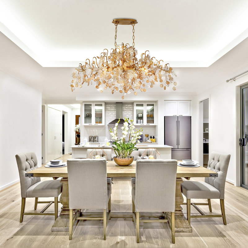 Campobasso Antique Gold 10-Light Crystal Chandelier with Amber Shades
