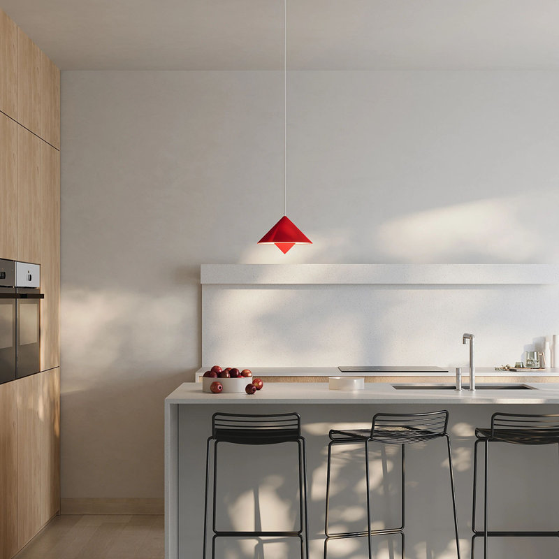 Jai Pendant Light, 17'' H x 9.84'' W x 9.84'' D, Poppy, White