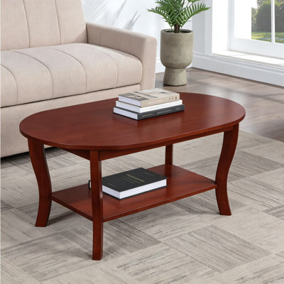 Table basse ovale 36 pouces - American Classic - table de salon classique avec tablette de rangement pour décoration transitionnelle, traditionnelle et maison de campagne, finition acajou