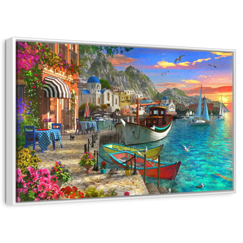 Grandios Grèce, Cadre flottant blanc, 13 po x 9 po