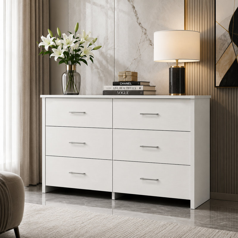 Commode 6 tiroirs 57 "blanche