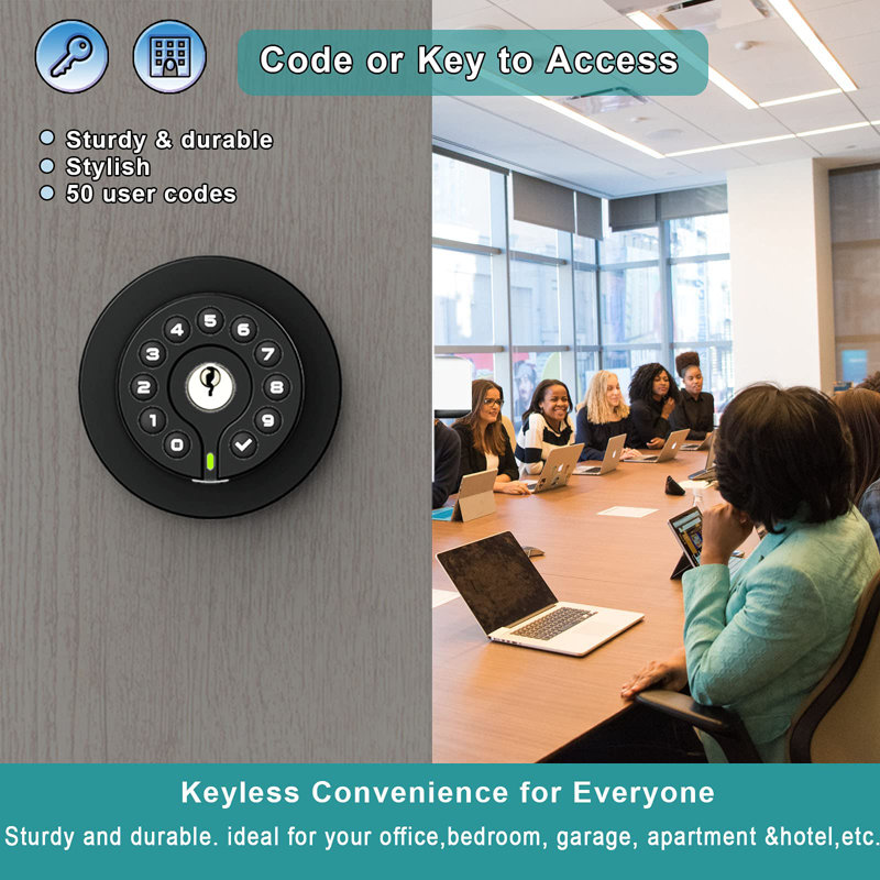 Matte Black Keypad Door Knob with Key Lock