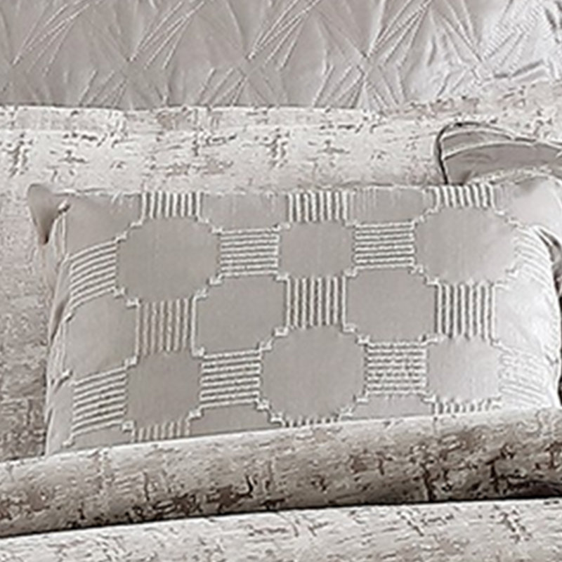 10 piece king polyester comforter set with jacquard print, grey, King Comforter +9 Additional Pieces