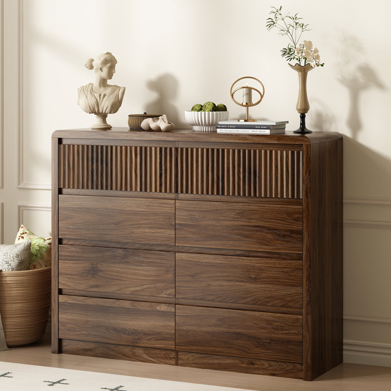 40.2"H 8-Drawer Dresser For Bedroom, Walnut Double Dresser,Tall Chest of Drawers , Brown