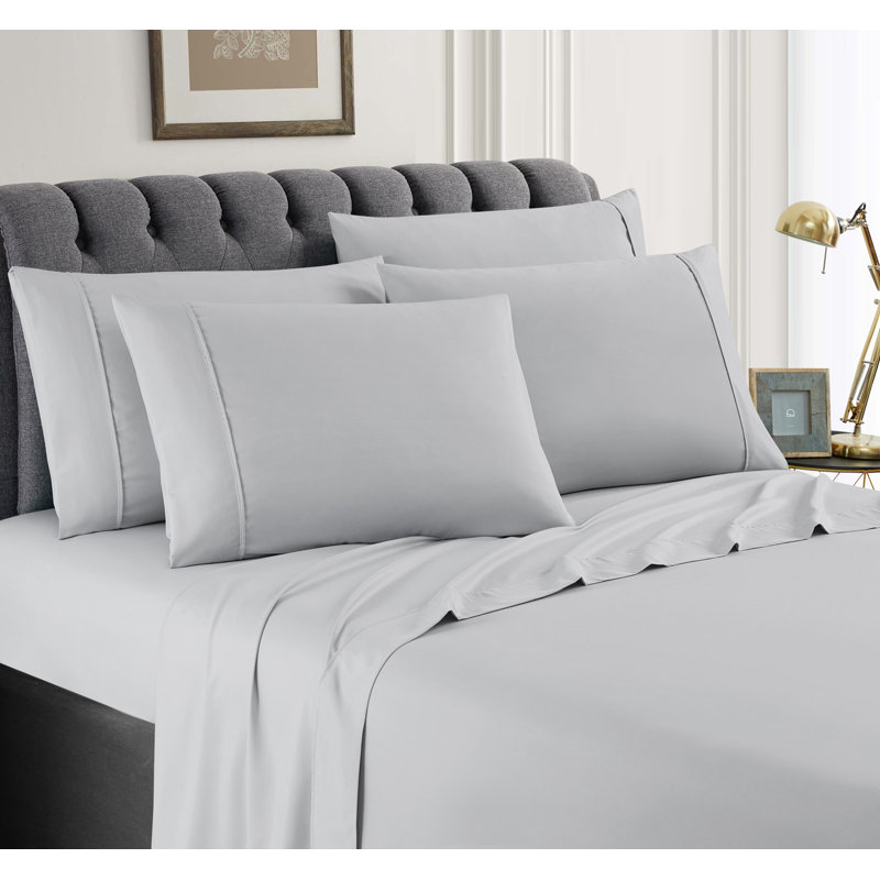 Microfiber Percale Sheet Set, Twin Sheet Set + Fitted Sheet + 1 Pillowcase, Light Grey