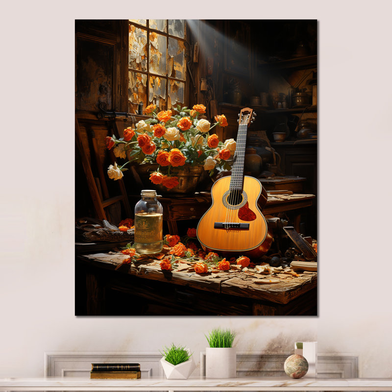 «Country Music Guitare in Rustic Browns» sur, H 32 po x l 16 po x P 1 po
