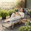 Lit de camping pliant gris Comfort, lit d'invité pliant portable, idéal pour la détente en plein air, les vacances et le camping