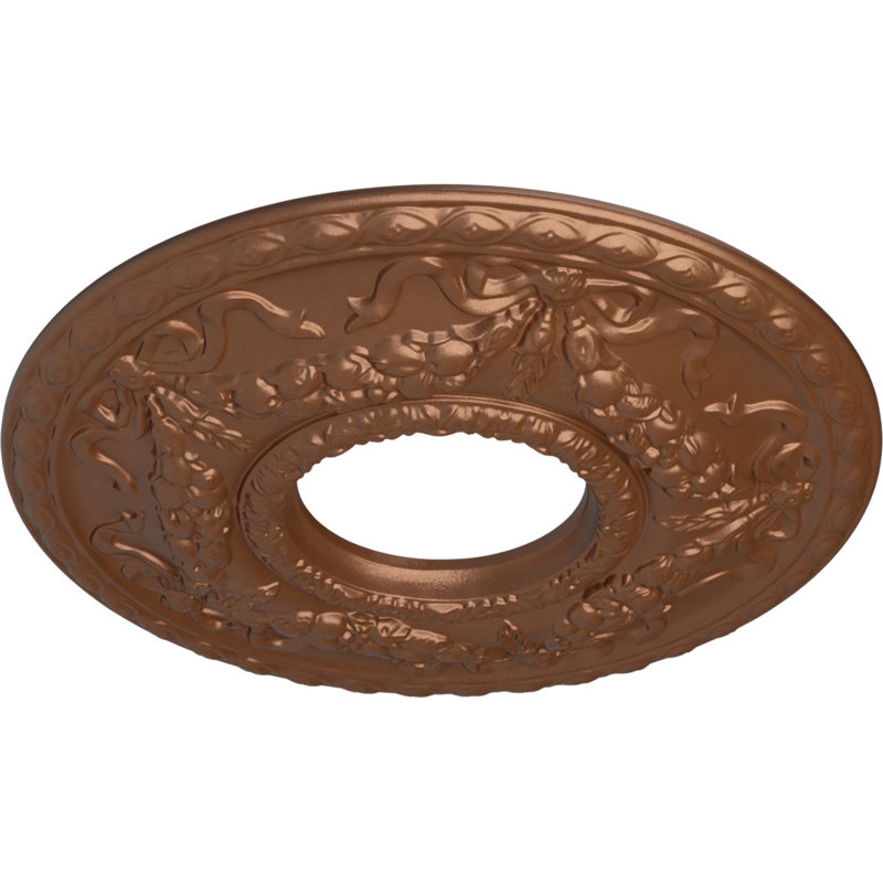 Médaillon de plafond Endurathane Hurley, DE 22 1/8 po x P 7 1/4 po x P 1 3/4 po (convient aux auvents jusqu'à 7 1/4 po), fini cuivre poli peint à la main