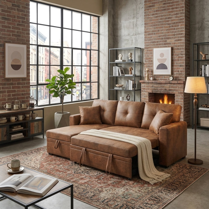 71 " Faux Leather L-Shaped Sectional