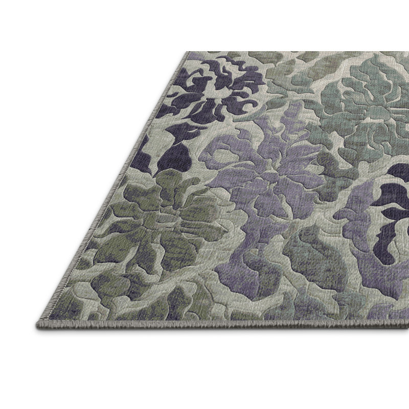 Machine Washable Gray Area Rug, Square 8'