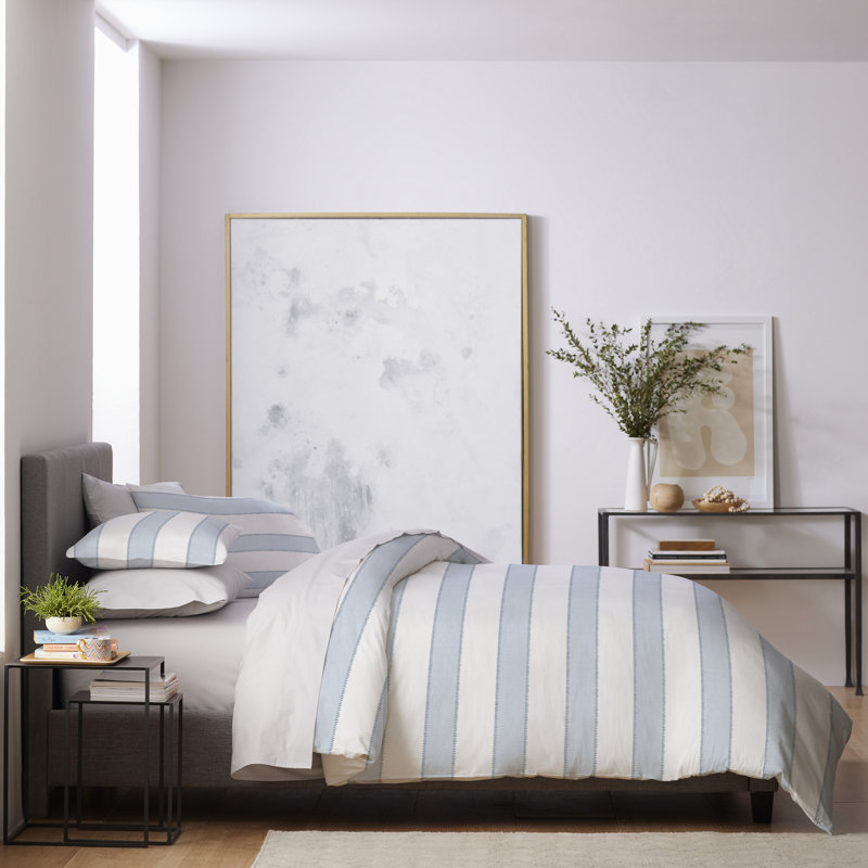 Clean Design Home Aspen Duvet Set, Twin Extra Long Duvet Cover + 1 Standard Sham, Soft Blue