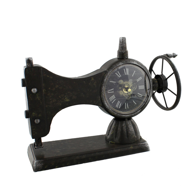 Roman Numeral Metal Quartz Movement / Crystal Tabletop Clock in Black