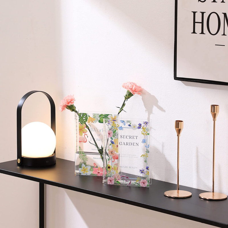 Set Of 2 Modern Decorative Acrylic Clear Book Shaped Vase