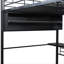 Lit mezzanine double, construction en métal avec DEL intégrée, bureau intégré et 4 tablettes de rangement, noir élégant