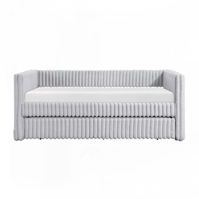 Corduroy Fabric Upholstery Daybed with Trundle