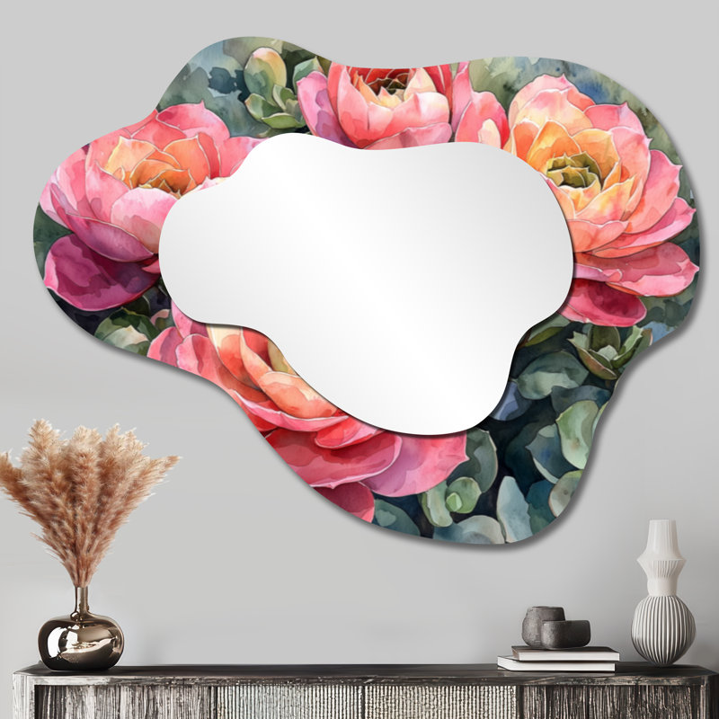 Echeveria Elegans Succulent Mexico Bloomscape I - Succulent Irregular Asymmetrical Mirror, Traditional Wall Mirror, Printed on Metal