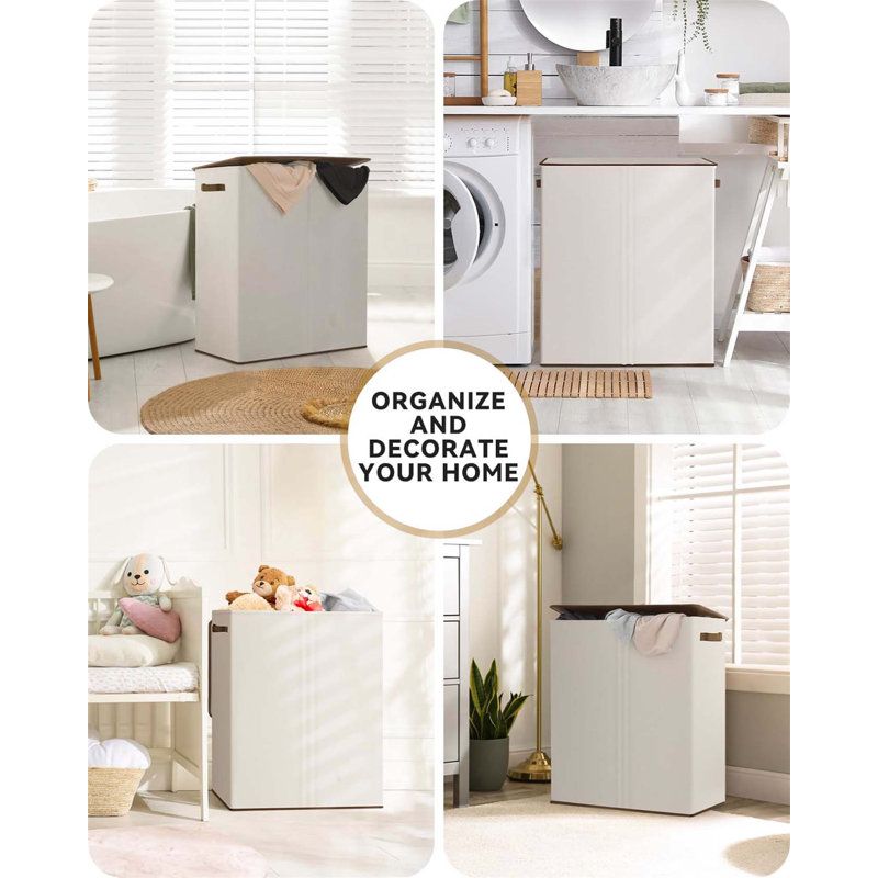 Bhargava Laundry Hamper with Handles, 67 x 57 x 38, White, Fabric