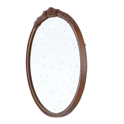 Hand Carved Rose Antique Mirror Frame, Large Arch Mirror Wall Decor For Living Room, Bathroom, Entryway