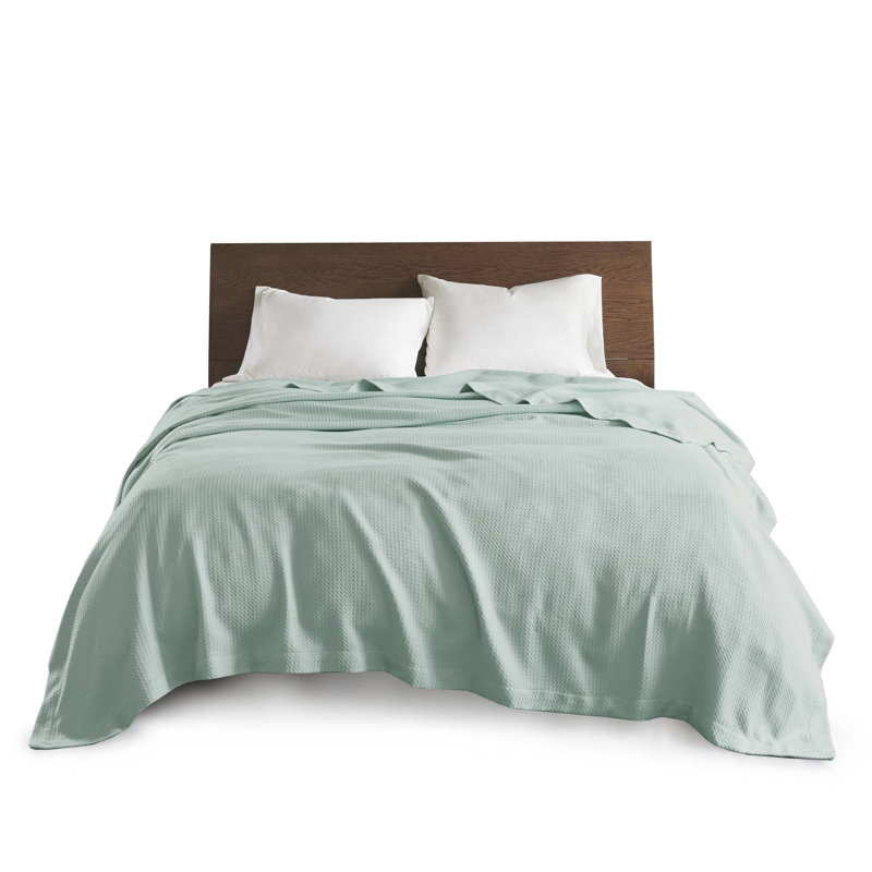 Couverture 100% coton égyptien certifié, Lit simple, Écume de mer, écume de mer