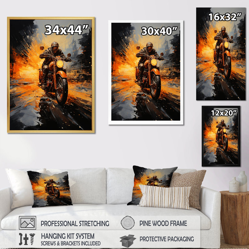 Yellow Dirt Bike Adventure, Toile tendue, H 20 po x l 12 po x P 1 po