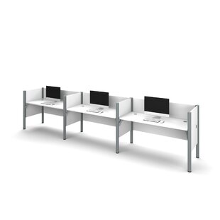 Pro-Biz Triple Side-by-Side Workstation with 3 Privacy Panels (Per Workstation) Benching Desks