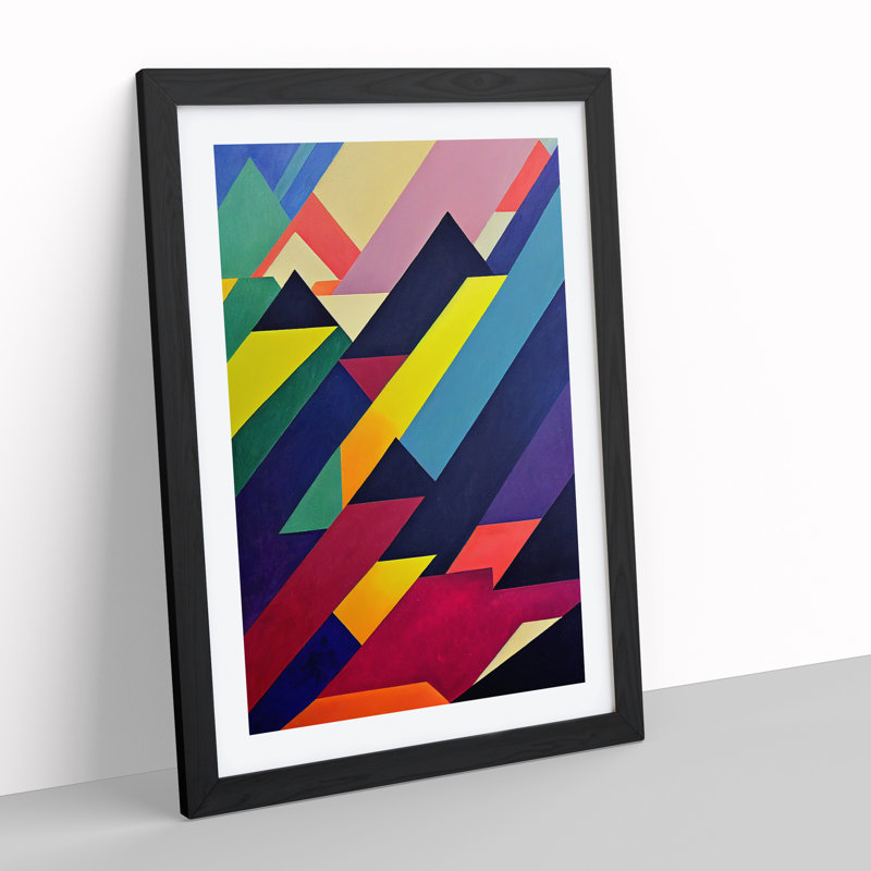 Positive Abstract Art - Wall Art, 34cm H x 25cm W x 2cm D, White, Black Framed