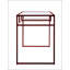 Élégant plateau en verre et bureau à finition rouge avec rangement, parfait pour une utilisation moderne à la maison ou au bureau.