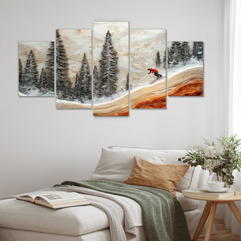 Cristal de ski dans un paysage d'hiver I - art mural ski - art mural moderne sur toile en losange