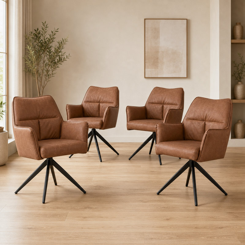  Taylors Creative Faux Leather Swivel Chairs Set For Dining Room And Livings Dining Room Chairs, 4