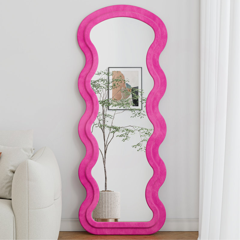 Flannel Full Length Wave Rose Floor Mirror  For Bedroom Living Room Hanging Or Against The Wall
