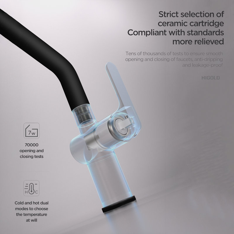 HIGOLD iF Design Award Pull Out Kitchen Faucet, Hot & Cold Water Function, Rose Gold & Matt  Black Finished