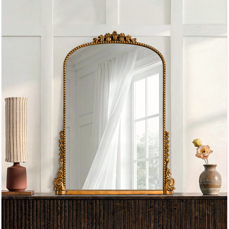 Arch Antique Gold Wall Mirror for Wall Decor, 80cm H x 60cm W, Antique Gold