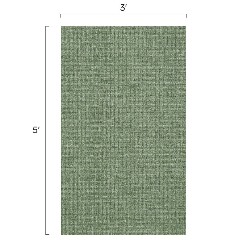 Bryn Hand Tufted Wool Abstract/Houndstooth Area Rug in Forest/White, Rectangle 3' x 5'