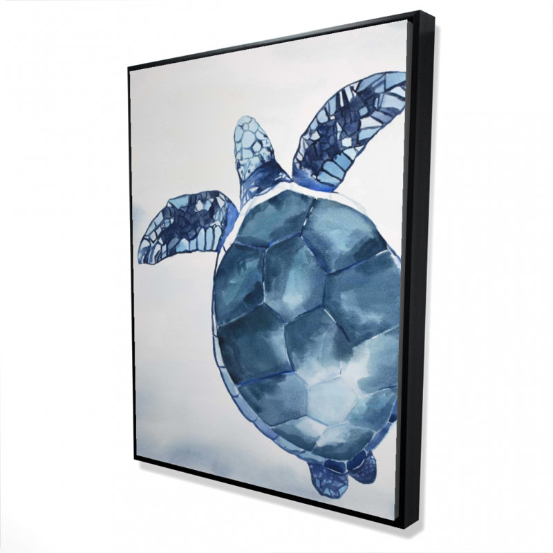 Watercolor Blue Turtle Print On Canvas, H 48 po x l 36 po