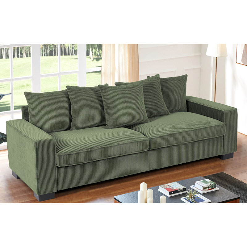 Widney 88'' Corduroy Sofa, Dark Green