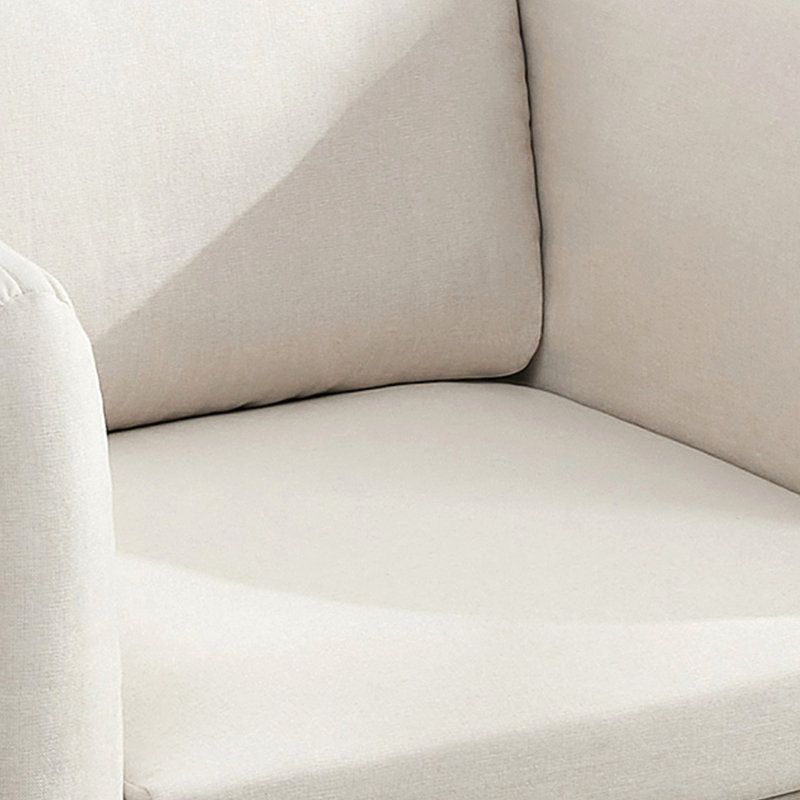 Linen 50" Wide Oversized Armchair with Ottoman, Cream Linen