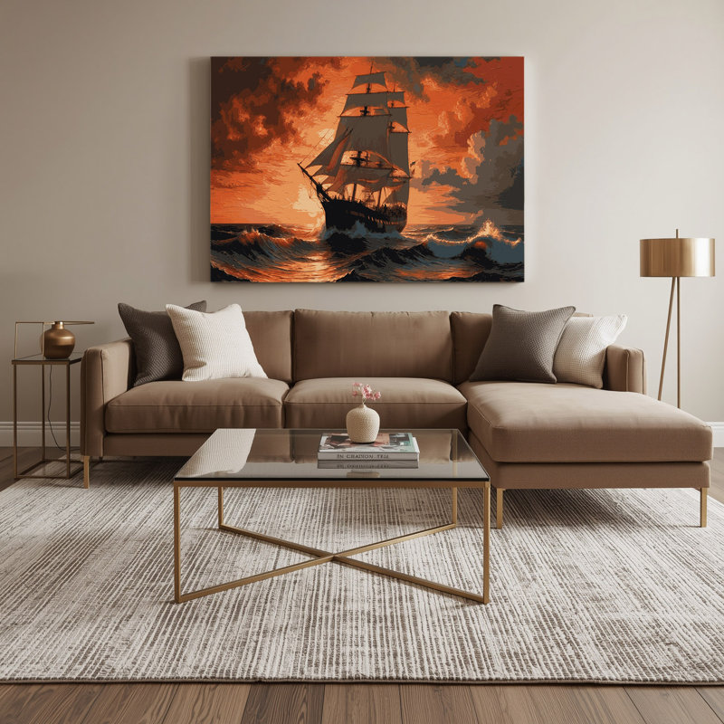 Art nautique brun sur toile nautique, H 11 po x l 14 po