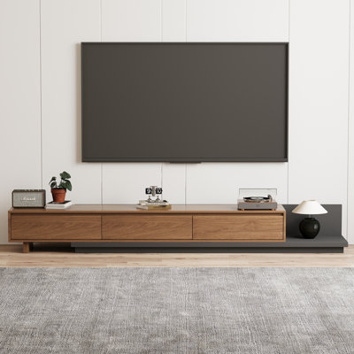 Console télé extensible de style contemporain de 78,7 po avec 3 tiroirs, extensible à 141,7 po