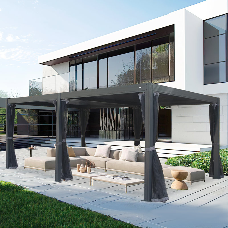 Domi Louvered 20 Ft. W x 12 Ft. D Aluminum Grill Domi Louvered 20 Ft. W x 12 Ft. D, Gray