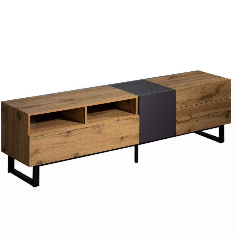 TV Stand  80'' TV With Double Storage Space, Media Console Table, Entertainment Center With Drop Down Door  , , Home Theatre