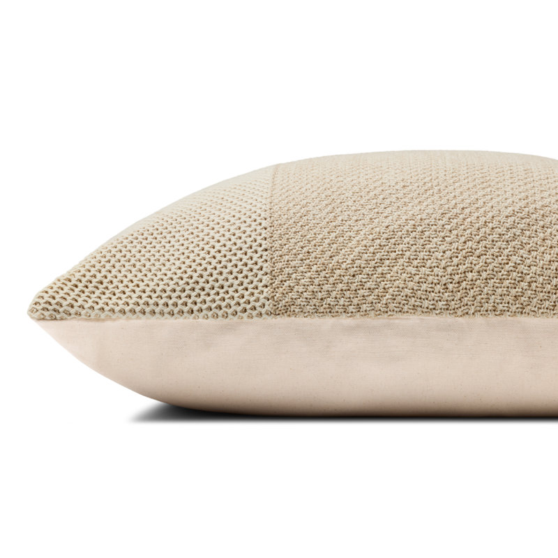 Cotton Throw Square Pillow Cover & Insert by Loloi, Ivory / Beige