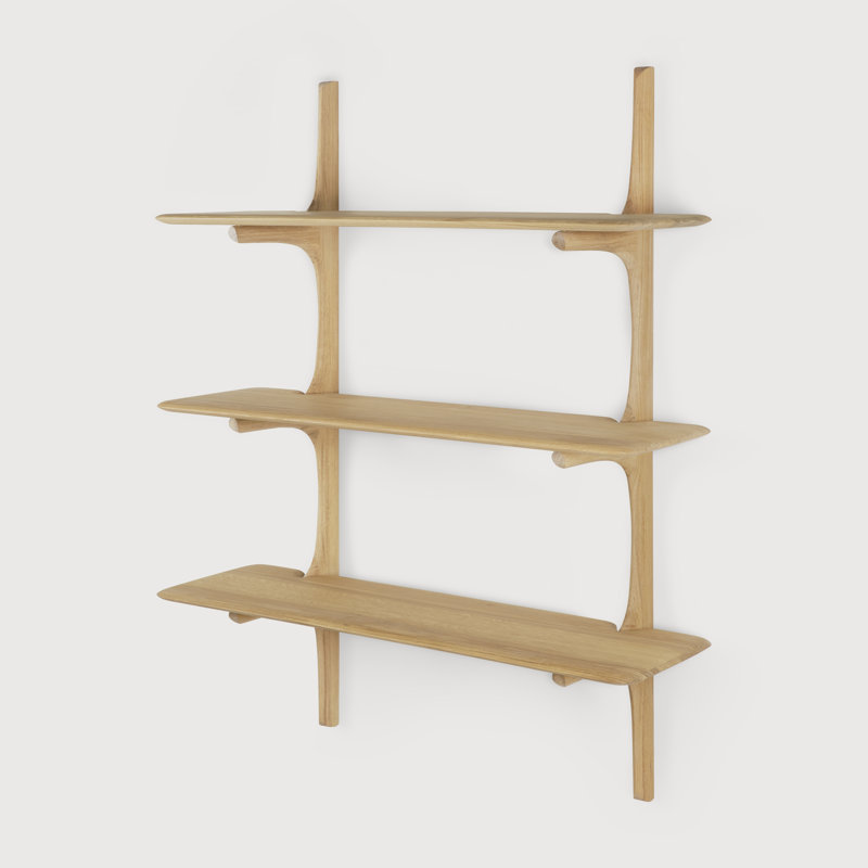 PI 3 Piece Tiered Shelf, Oak Wood