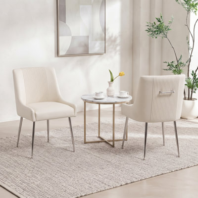 Chaise d'appoint rembourrée en velours Farr avec pieds argentés Farr